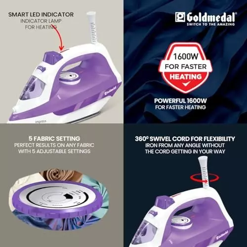 Goldmedal Impress Steam Iron 1600 W Purple, SIP1600WP002-PUR