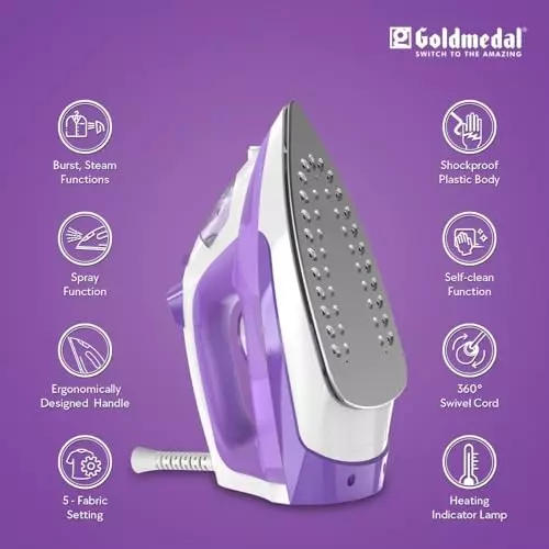 Goldmedal Impress Steam Iron 1600 W Purple, SIP1600WP002-PUR