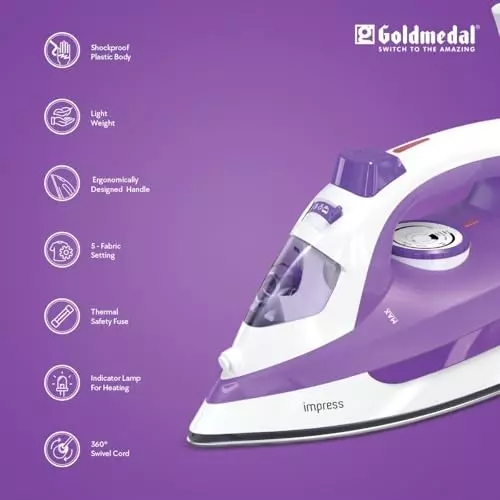 Goldmedal Impress Steam Iron 1600 W Purple, SIP1600WP002-PUR