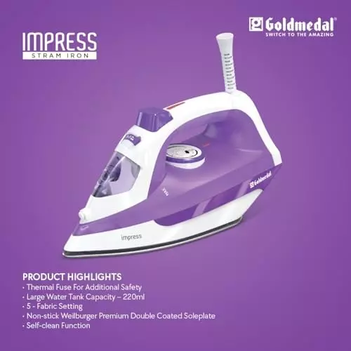 Goldmedal Impress Steam Iron 1600 W Purple, SIP1600WP002-PUR