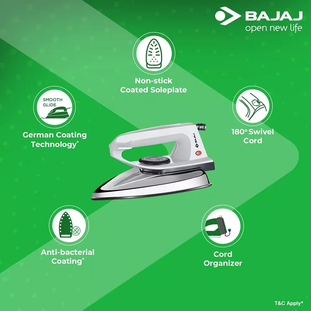Bajaj DX 2 Dry Iron 600 W Cool Touch Handle Plastic Grey