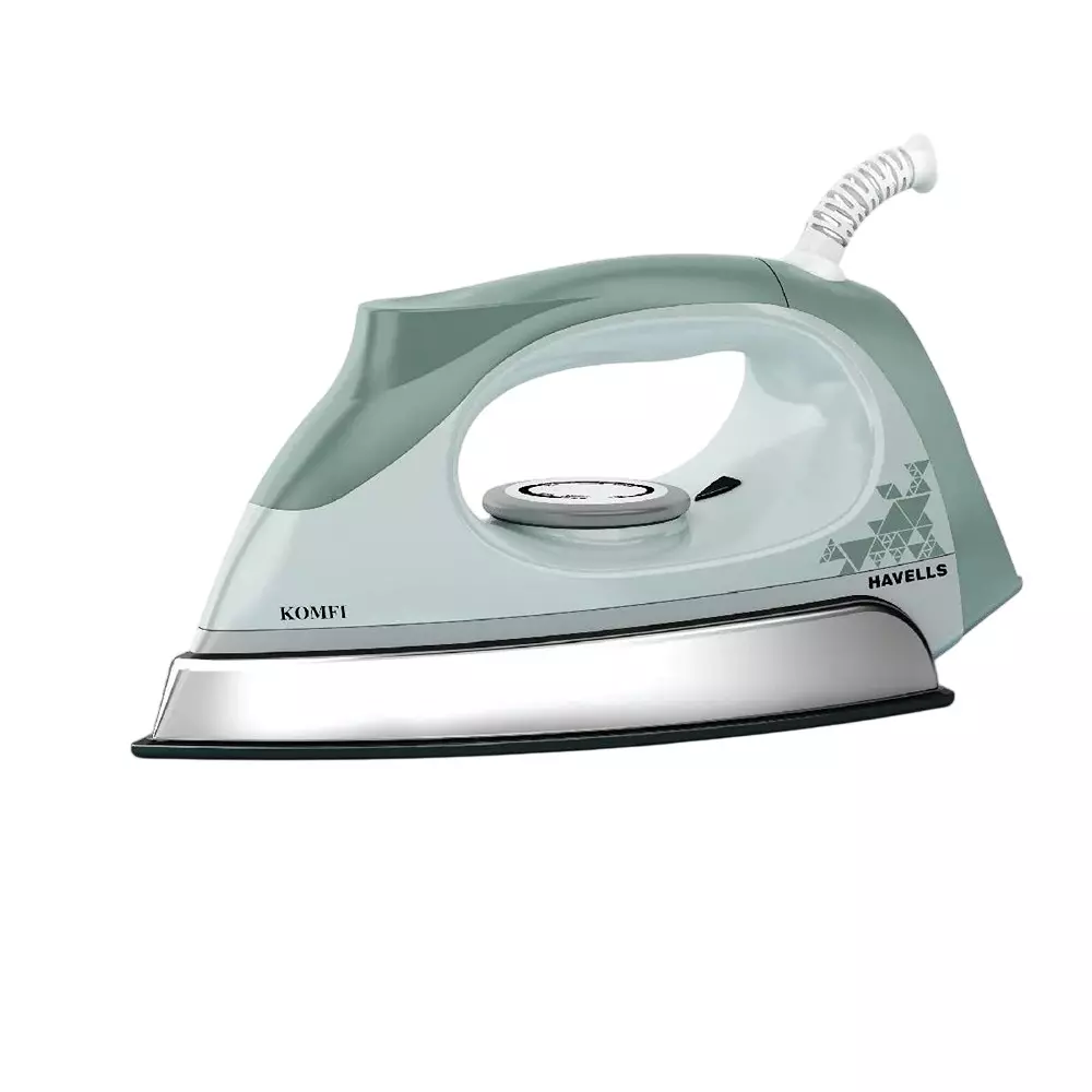 Havells Komfi Dry Iron 1000 W Power Rating with Greblon Non Stick Sole Plate and 360° Swivel Cord in Teal Color, GHGDICSG100