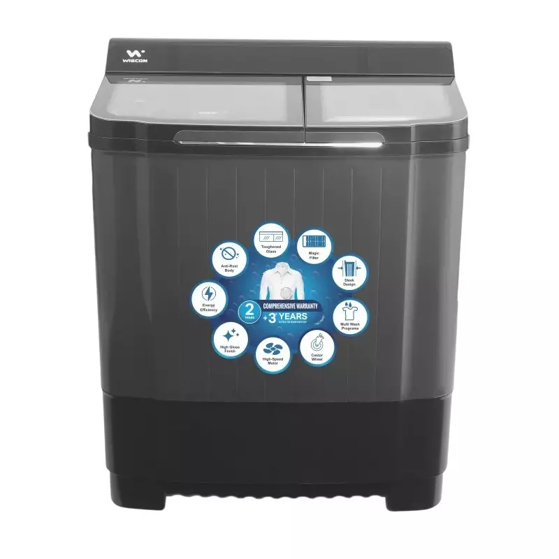 Wiscon 7 Kg Semi-Automatic Washing Machine Rubber Pad Black for Home Use, WISA7017W