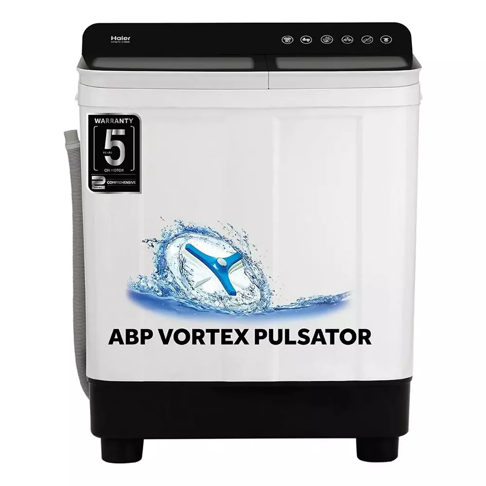 Haier 178 Series 7.5 Kg Top Load Semi Automatic Washing Machine 5 Star White & Black, HTW75-178BBK