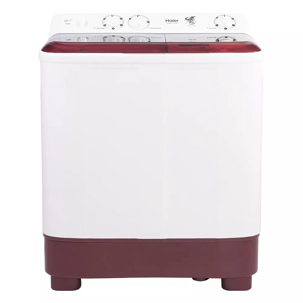 Haier 7 Kg Top Load Semi Automatic Washing Machine White & Burgundy, HTW70-1187BTN