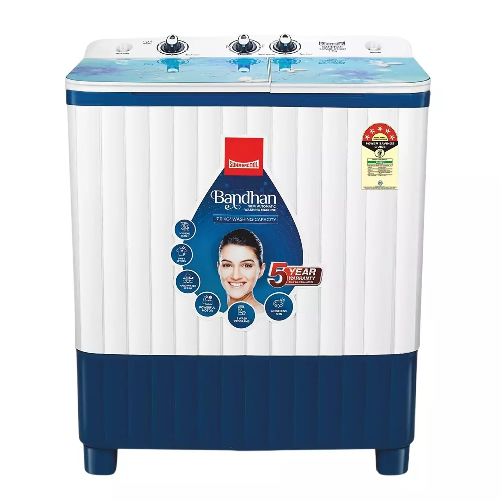 Summercool Bandhan 7.0 Kg Semi-Automatic Washing Machine Blue & White