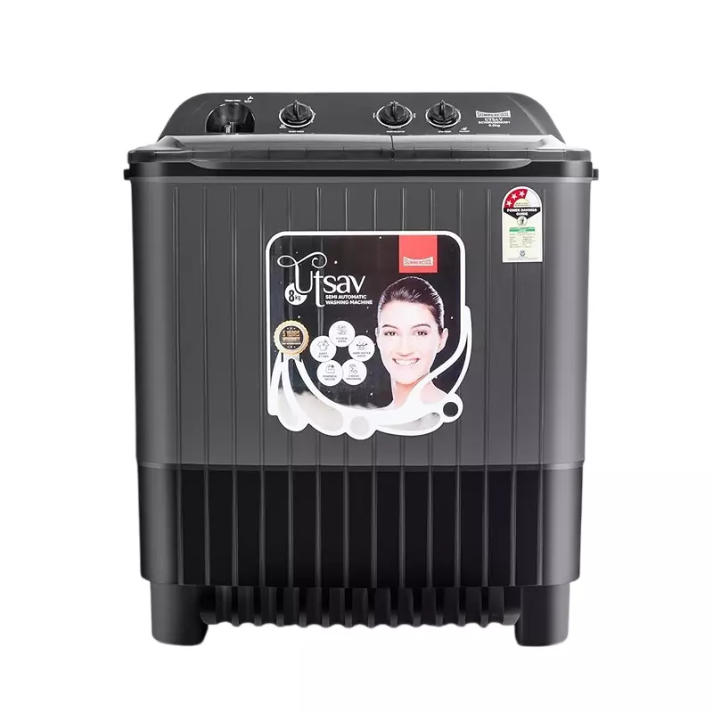 Summercool Utsav 8.0 Kg Semi-Automatic Washing Machine Black & Grey