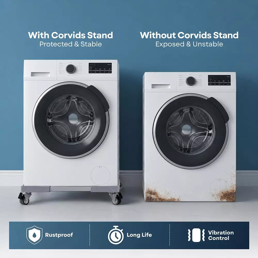 corvids-adjustable-washing-machine-stand-with-wheels-100-kg-load-capacity-grey-color-cwst-sq1900-gr