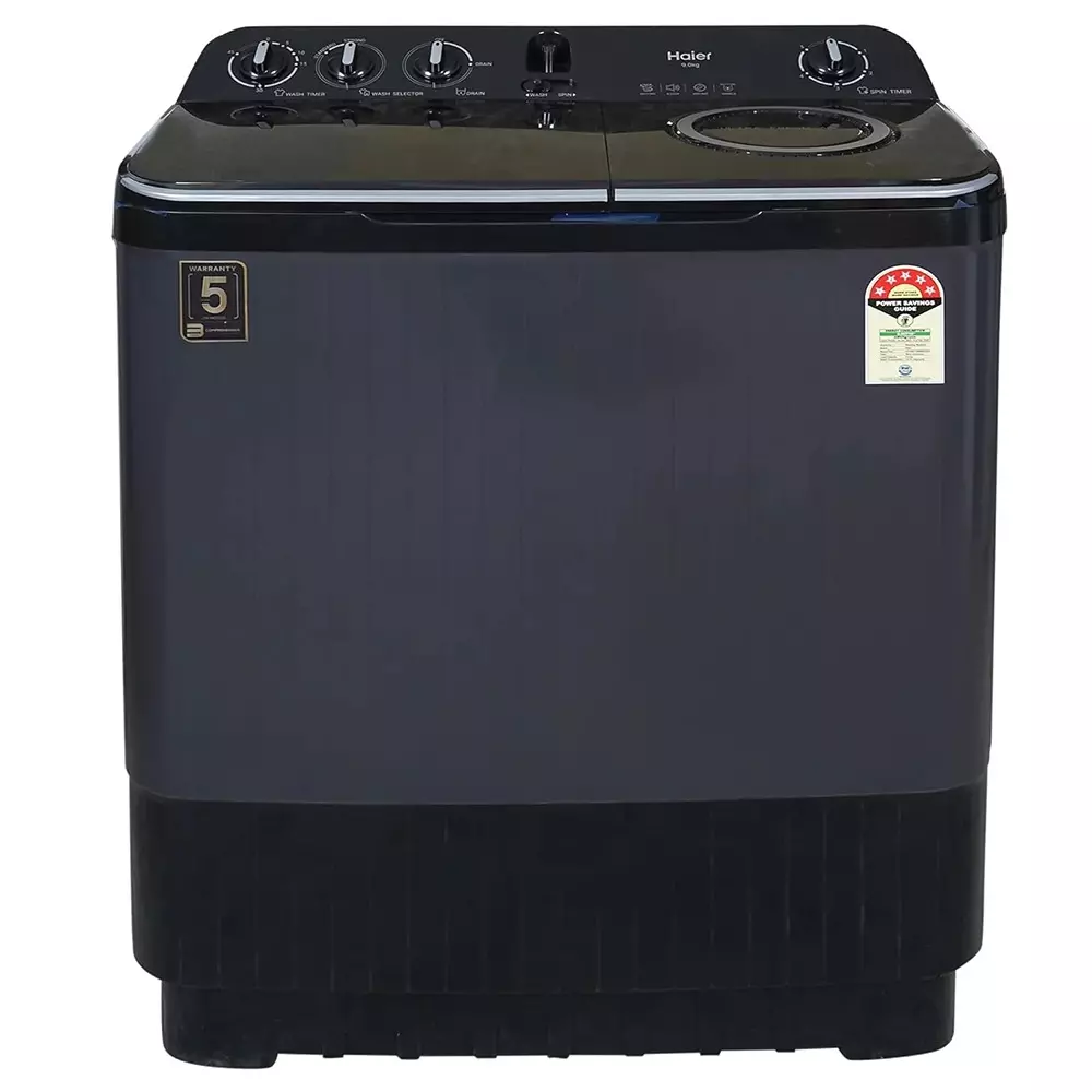 Haier 196 Series 9 Kg Top Load Semi Automatic Washing Machine 5 Star Black, HTW90-196BBK