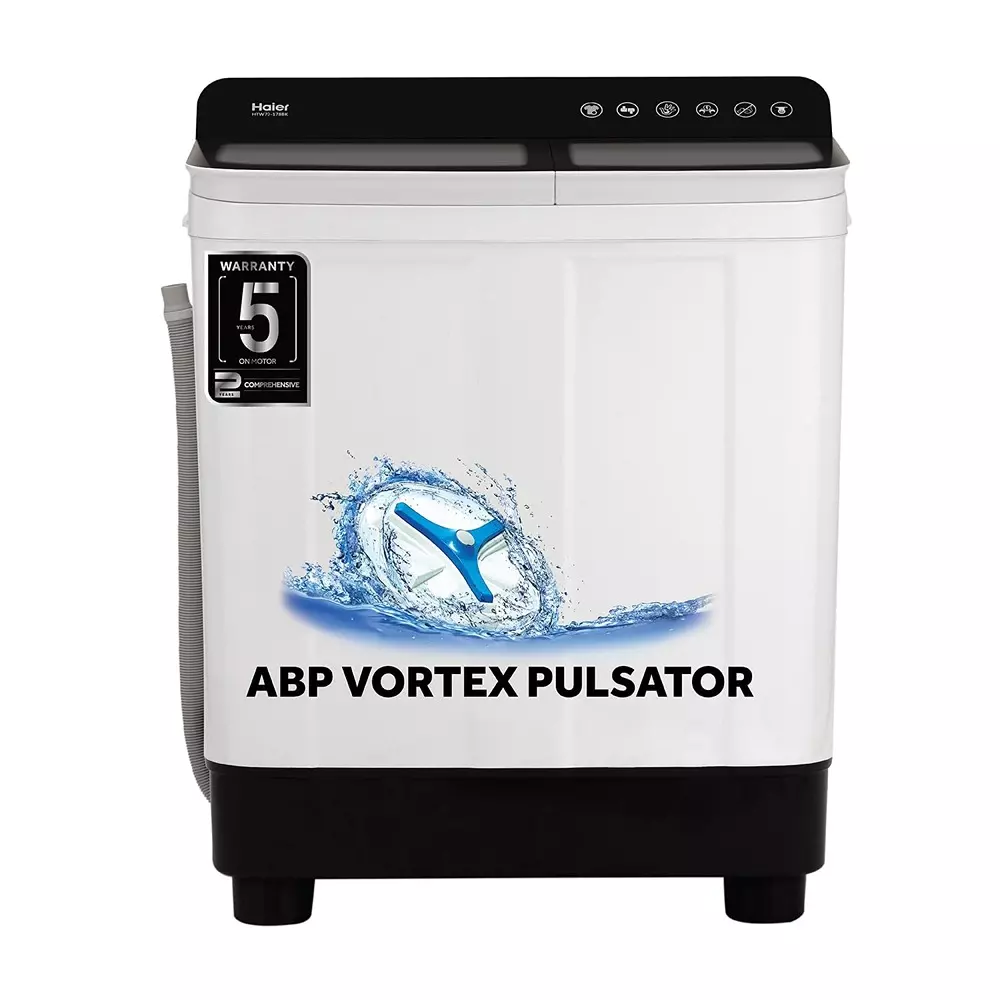 Haier 186 Series 7 Kg Top Load Semi Automatic Washing Machine White, HTW70-178BKN