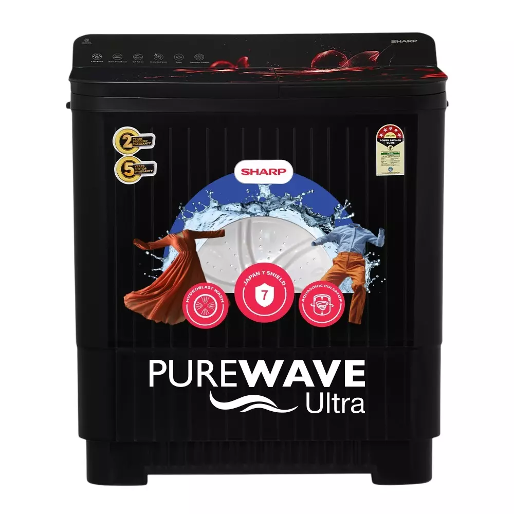 Sharp Semi Automatic Washing Machine 14 Kg Washing Capacity Top Load 5 Star Rating Scarlet Bloom Color, ES-SD140NB-GS