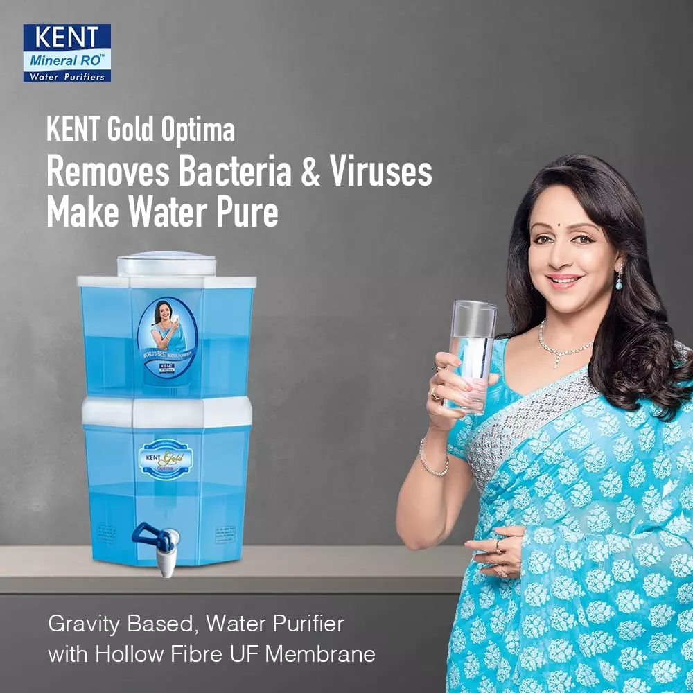 Kent Gold Optima Gravity Water Purifier 10 L with UF Technology Based and Non-Electric & Chemical Free, 111016