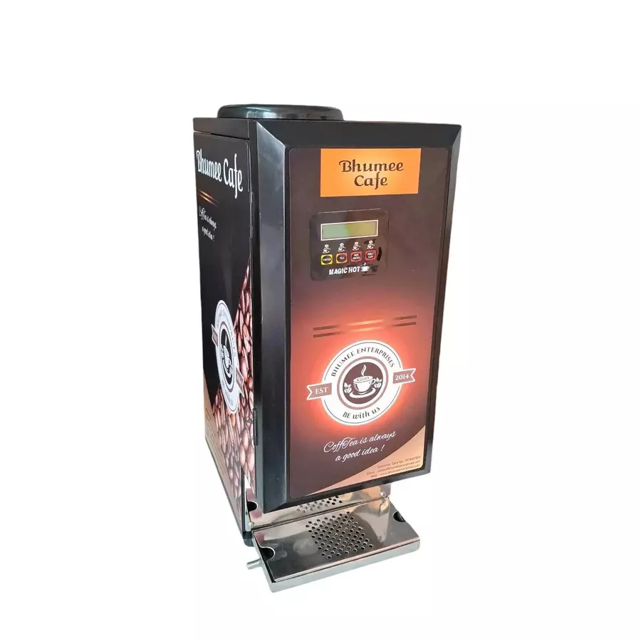 Bhumee Cafe 3 Lane Hot Beverage Vending Machine Bubbul Top with 5-7 cups/min Dispensing Rate, 230 V and 10 Minutes Startup Time