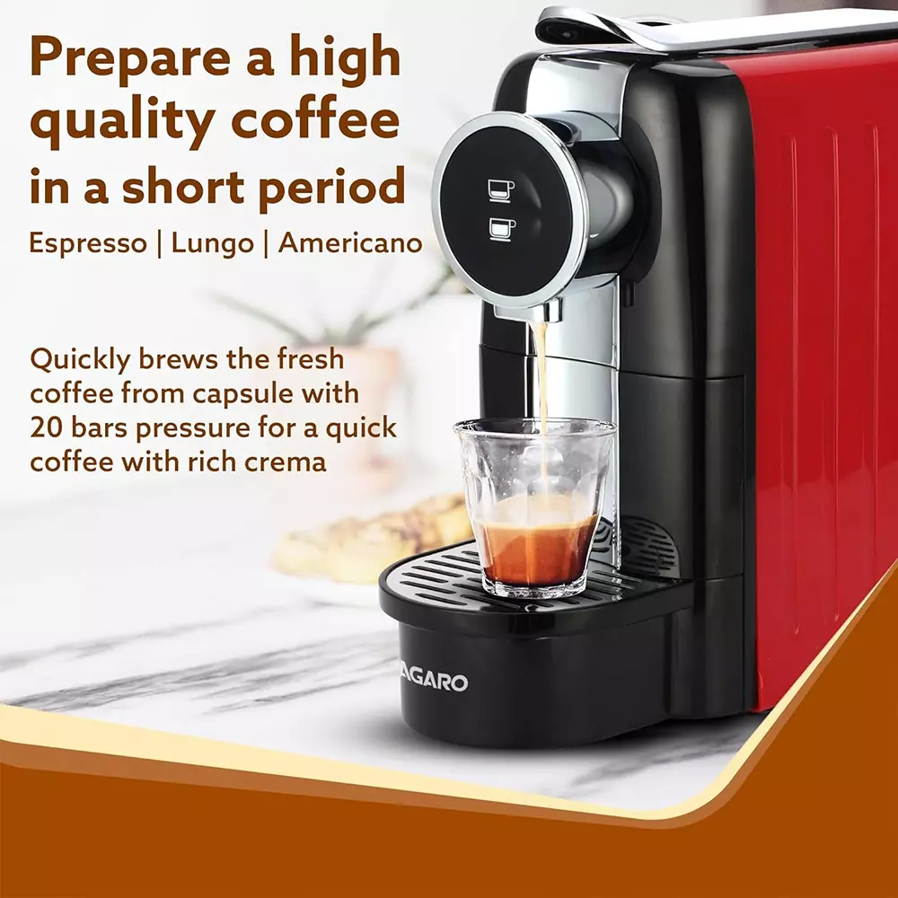 Agaro Galaxy Espresso Coffee Maker 20 Bar Metal Body with 650 ml Water Tank Capacity, Red & Black
