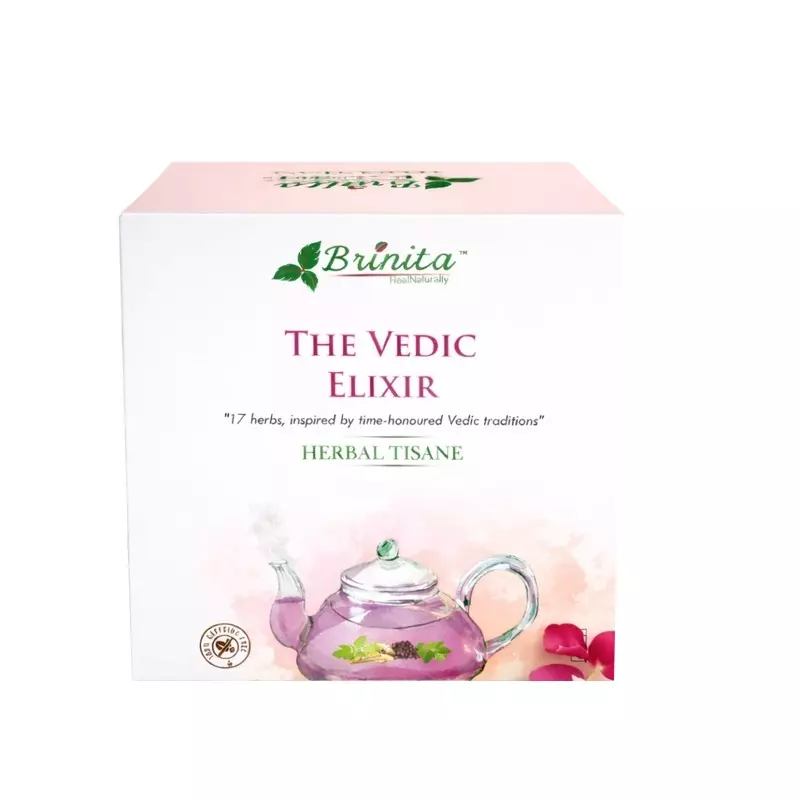 Brinita The Vedic Elixir Herbal Tea Caffeine free Teabags for Improve Immunity Power or Weight Loss, (Pack of 25 Pcs Bag)