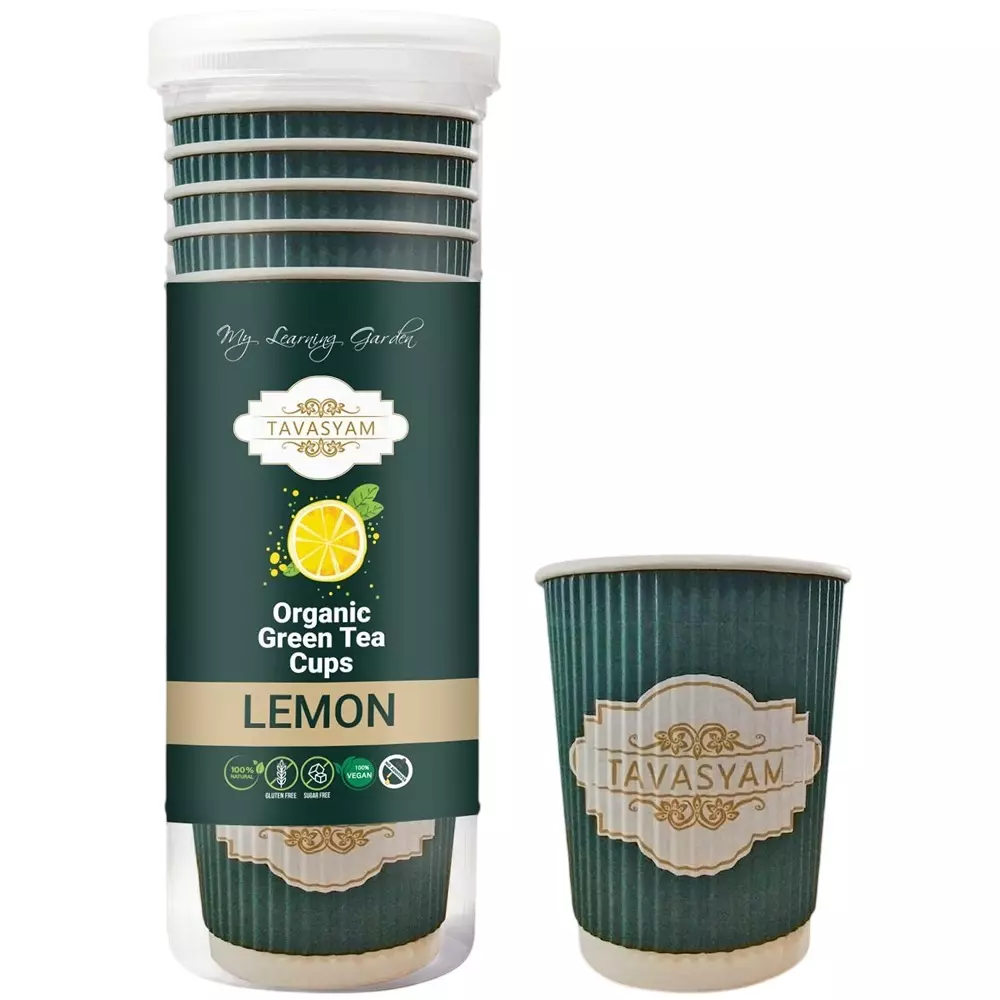 TAVASYAM Ready to Sip Lemon Flavored Green Tea 200ml Cups (12 Cups Per 1 Pack)