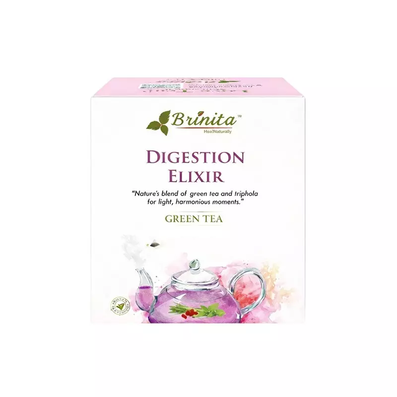 Brinita Digestion Elixir Green Tea Low caffeine Teabags for Improve Immunity Power or Weight Loss, (Pack of 25 Pcs Bag)