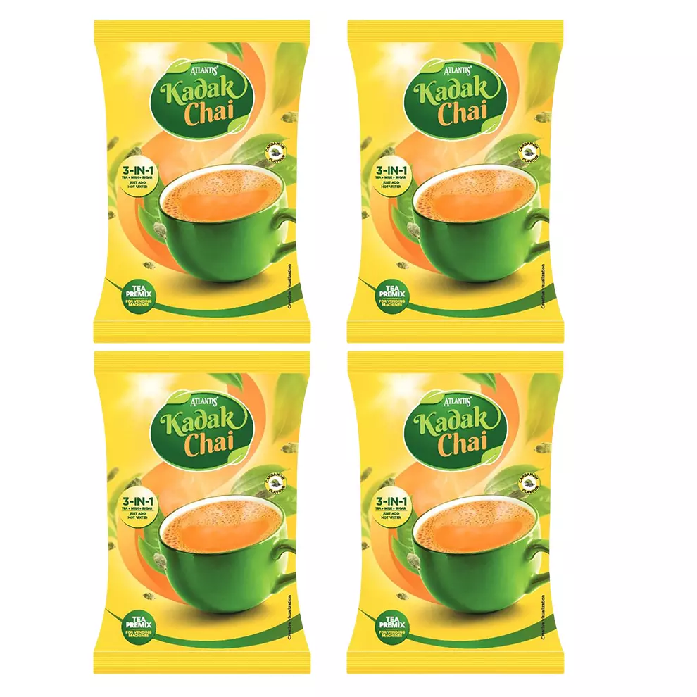 ATLANTIS 1 Kg Cardamom Flavour Kadak Tea Premix (Pack of 4)