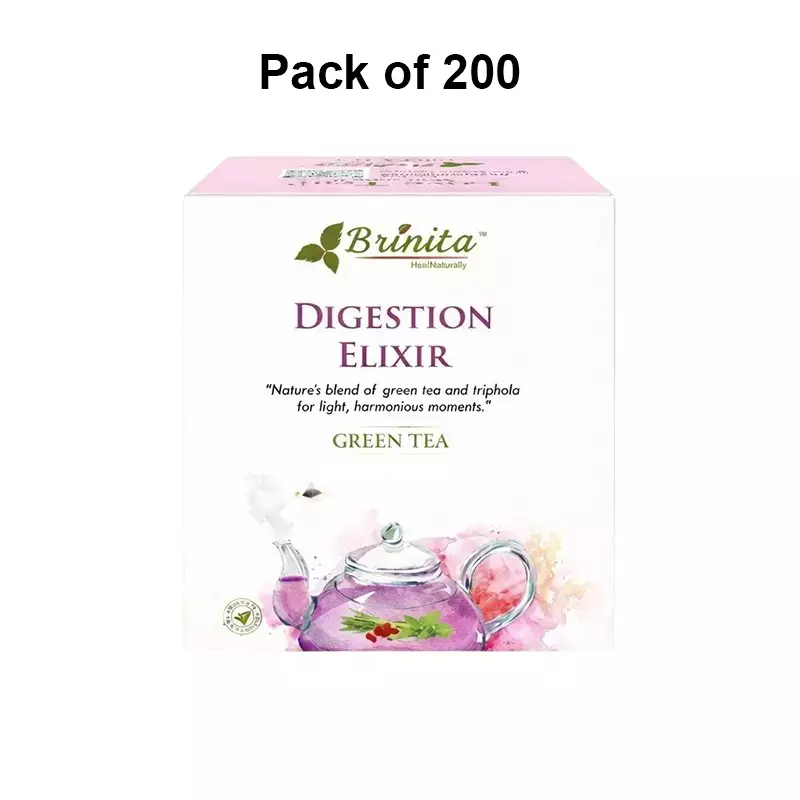 Brinita Digestion Elixir Tea Green Low caffeine Teabags for Improve Immunity Power or Weight Loss (Pack of 200 Sachet)