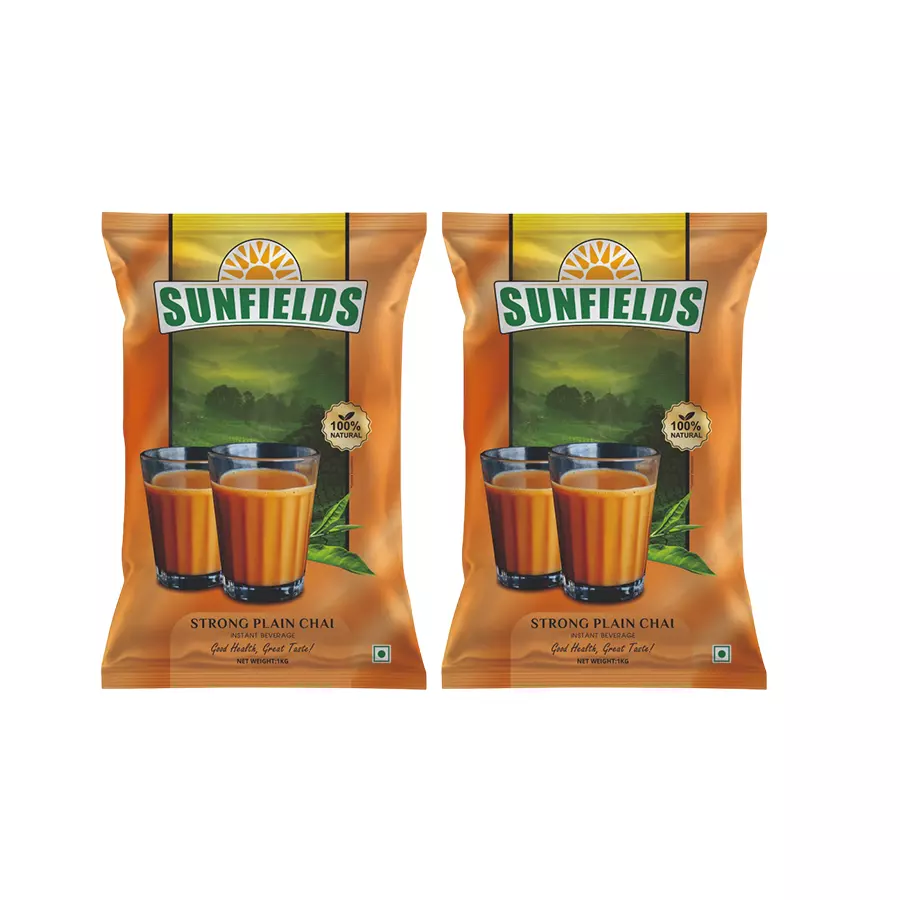 SUNFIELDS 1 Kg Plain Tea Premix, Kadak Chai Like Tapri (Pack of 2)