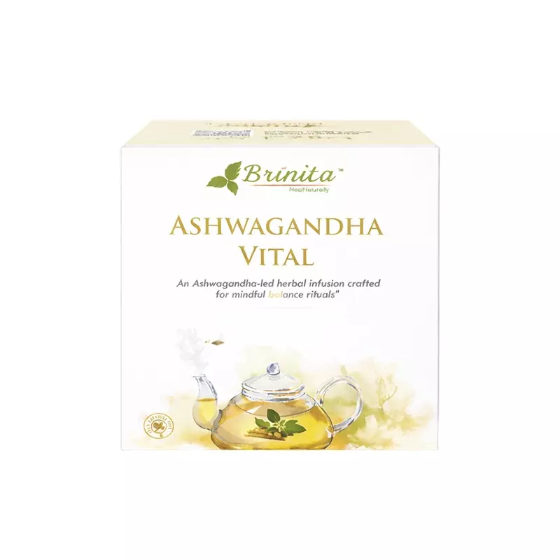 Brinita Ashwagandha Vital Herbal Tea Caffeine free Teabags for Improve Immunity Power or Weight Loss, (Pack of 25 Pcs Bag)