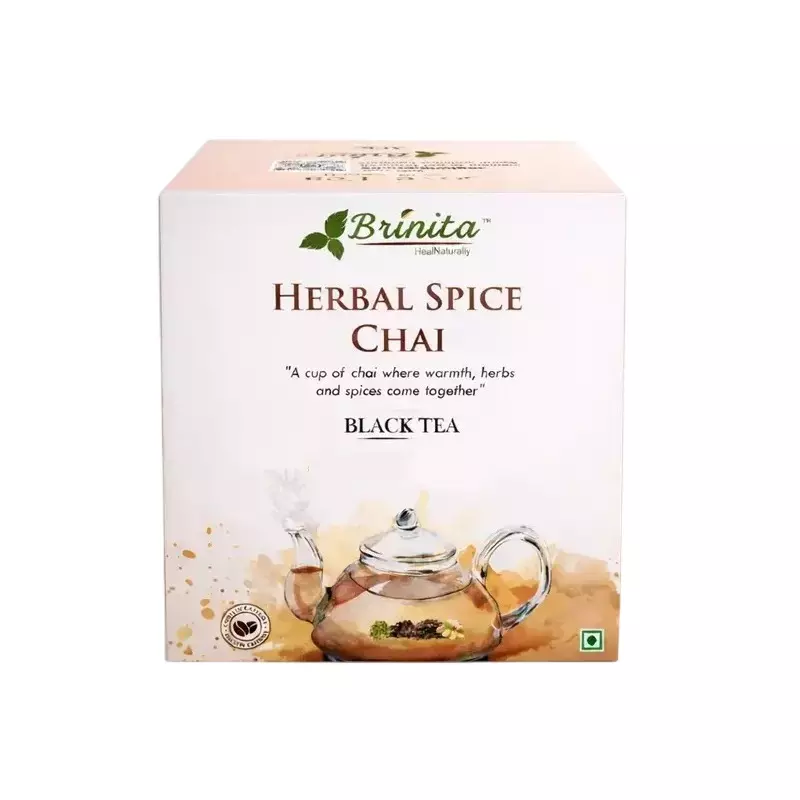 Brinita Herbal Spice Chai Black Caffeine free Teabags for Improve Immunity Power or Weight Loss (Pack of 10 Sachet)