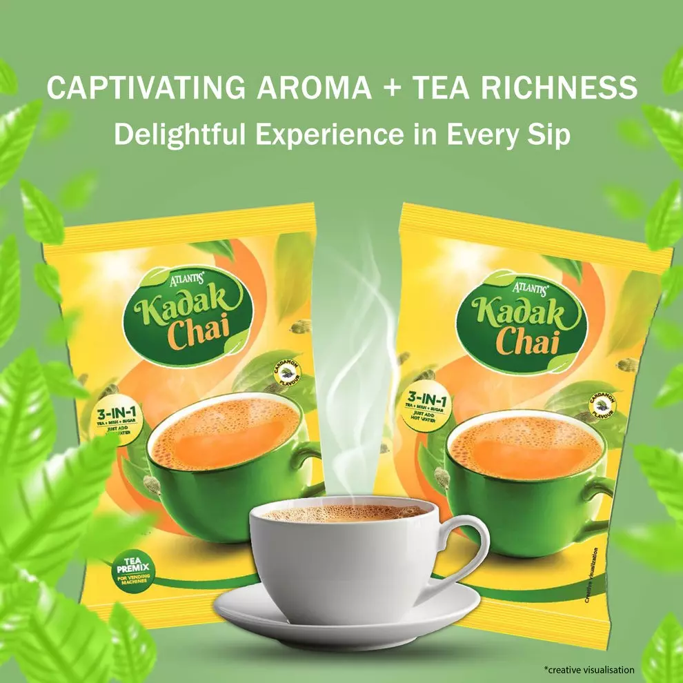 ATLANTIS 1 Kg Cardamom Flavour Kadak Tea Premix (Pack of 2)