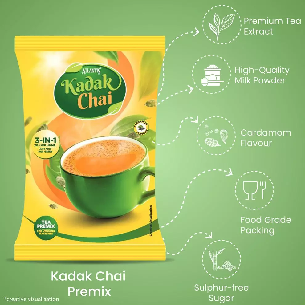 ATLANTIS 1 Kg Cardamom Flavour Kadak Tea Premix (Pack of 2)