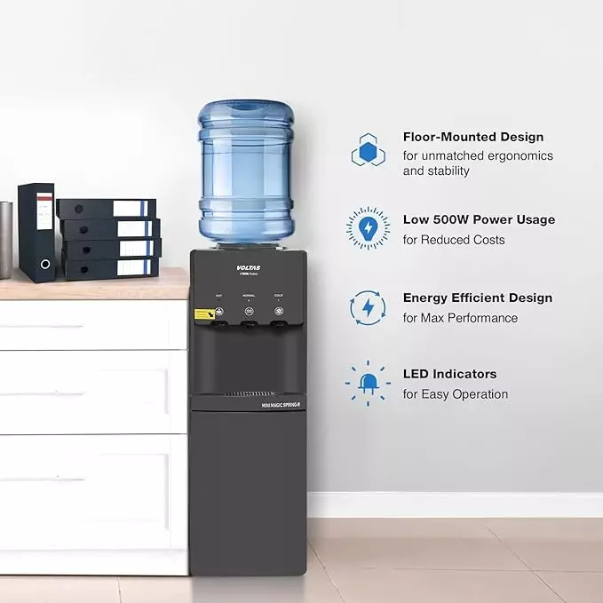 voltas-3-l-water-dispenser-floor-mounted-top-loading-with-storage-cabinet-grey-color-abs-plastic-body-minimagic-spring-rv
