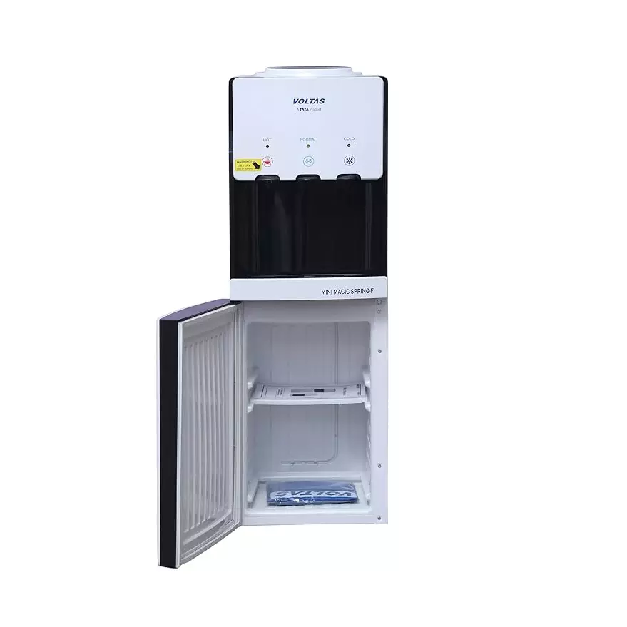 voltas-5-l-water-dispenser-floor-mounted-top-loading-with-storage-cabinet-white-color-abs-plastic-body-minimagic-spring-f