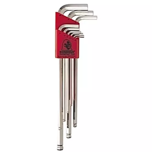 Bondhus BriteGuard Ball End Allen Key Set Extra Long Protanium High Torque Steel 1.5 to 10 mm Size, 17099 (Set of 9)