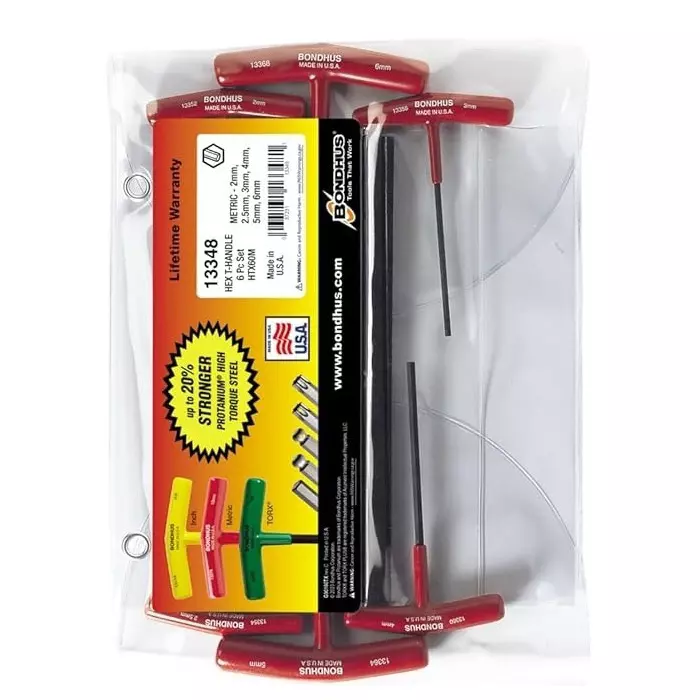 Bondhus ProGuard Hex End T-Handles Protanium Steel 2 to 6 mm Size and Graduated Length, 13348 (Set of 6)