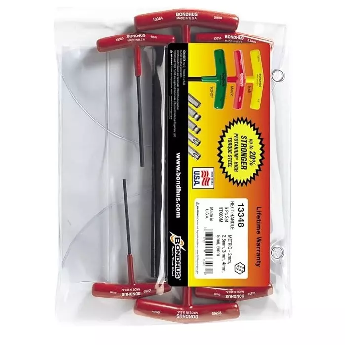 Bondhus ProGuard Hex End T-Handles Protanium Steel 2 to 6 mm Size and Graduated Length, 13348 (Set of 6)