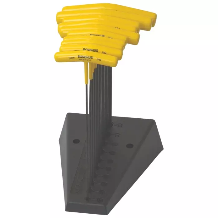 Bondhus ProGuard Hex End T-Handles with Stand Protanium Steel 3/32 to 3/8 inch Size (Set of 10)