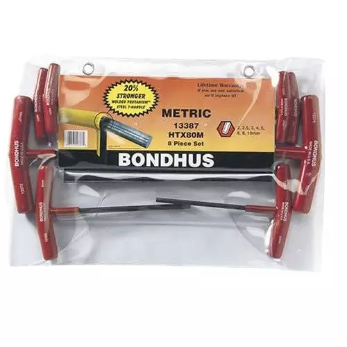 Bondhus ProGuard Hex End T-Handles Protanium Steel 2 to 10 mm Size and Graduated Length, 13387 (Set of 8)