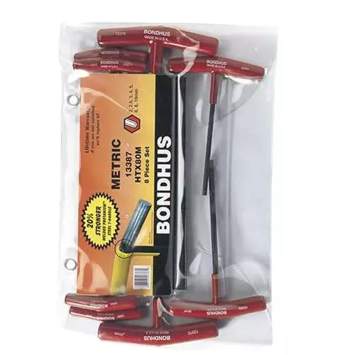 Bondhus ProGuard Hex End T-Handles Protanium Steel 2 to 10 mm Size and Graduated Length, 13387 (Set of 8)