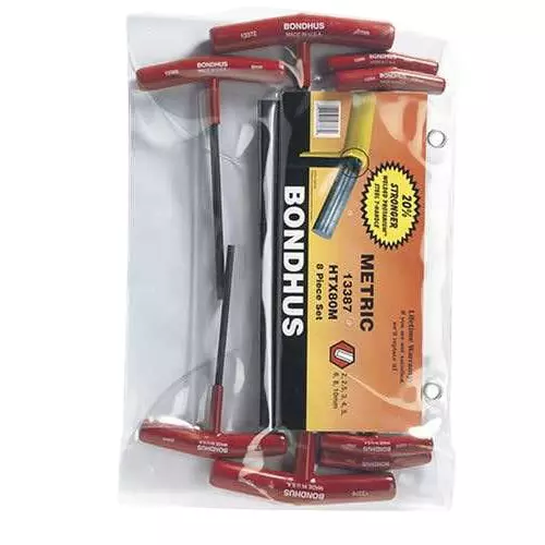 Bondhus ProGuard Hex End T-Handles Protanium Steel 2 to 10 mm Size and Graduated Length, 13387 (Set of 8)