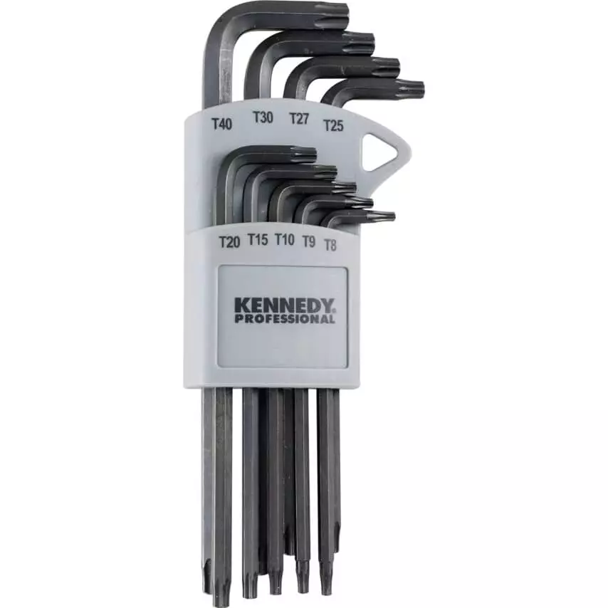 Kennedy Long Arm Star Key Set T9 - T8 Tip Size Torx L-Handle Body Shape (Pack of 9)