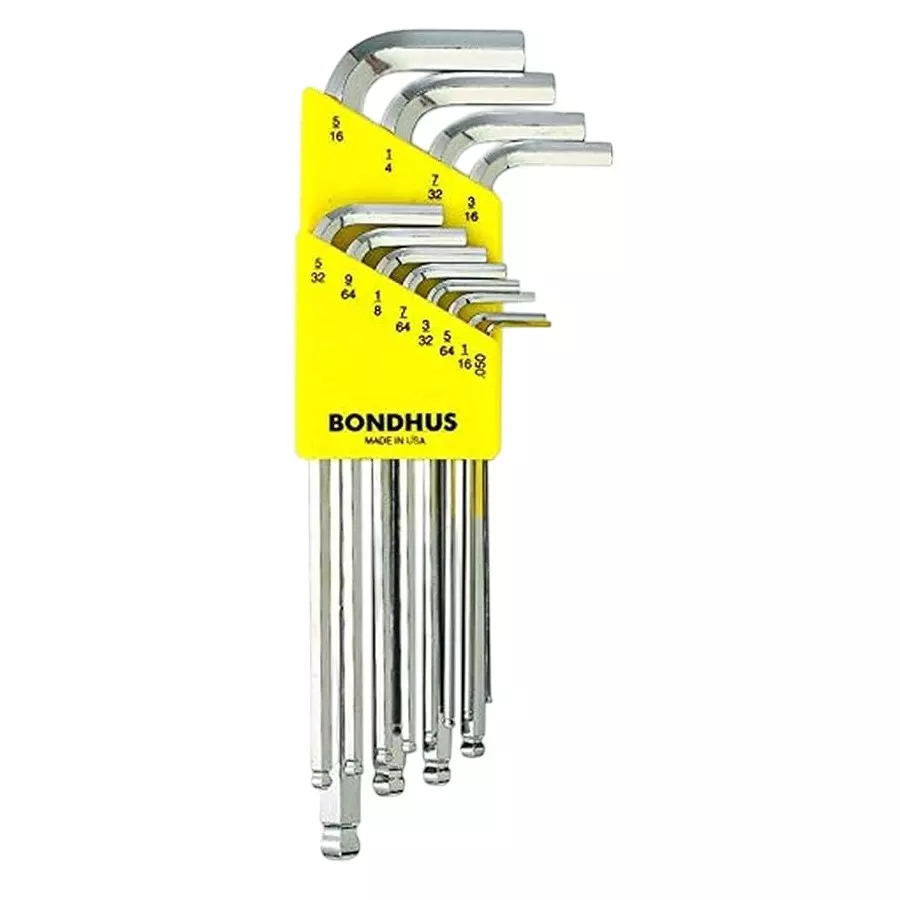 Bondhus BriteGuard Ball End Allen Key Set Long Type Protanium High Torque Steel 0.050 to 5/16 inch Size, 16936 (Set of 12)