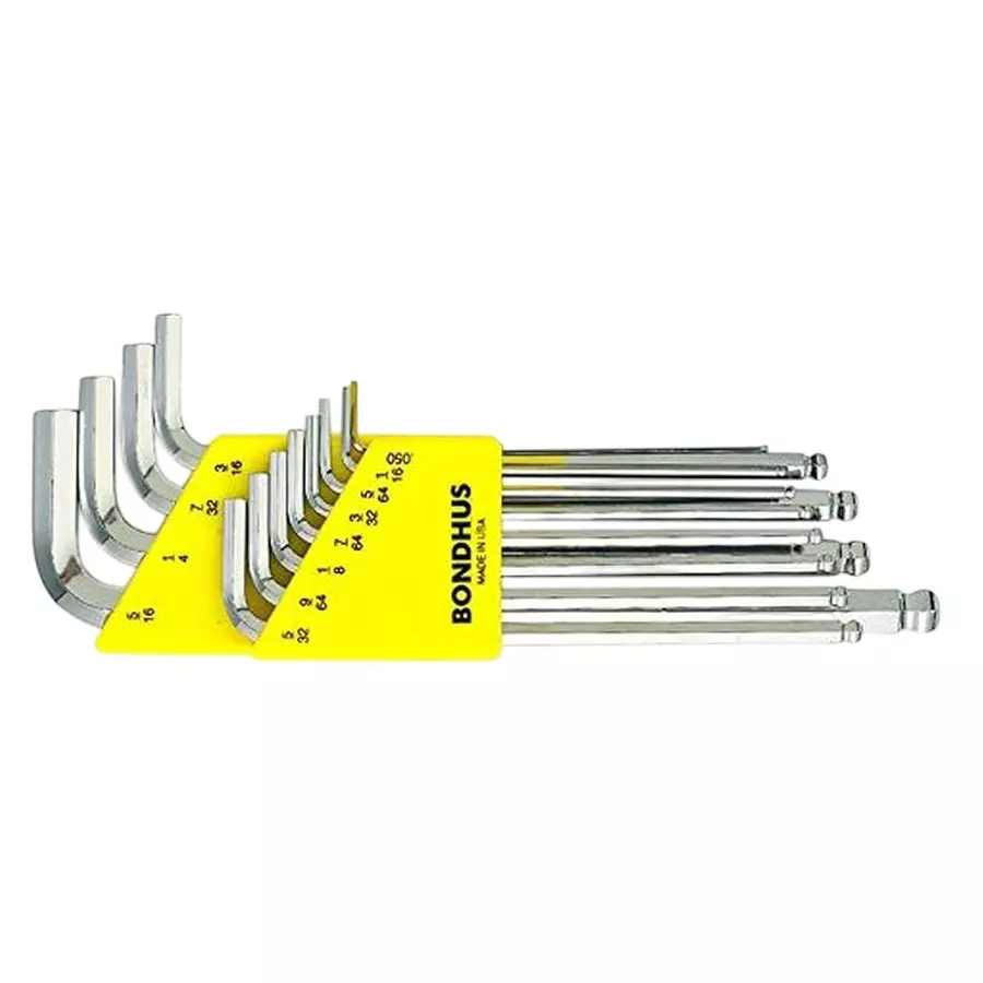 Bondhus BriteGuard Ball End Allen Key Set Long Type Protanium High Torque Steel 0.050 to 5/16 inch Size, 16936 (Set of 12)