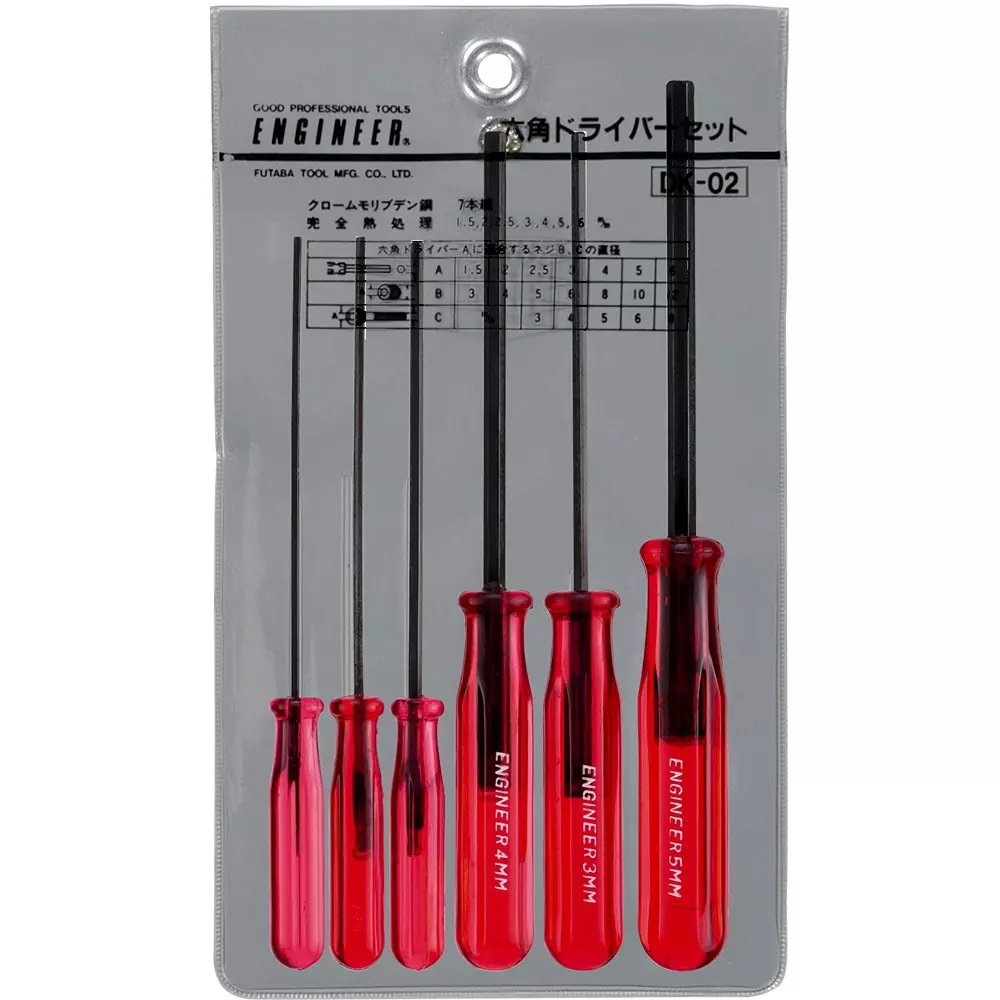 Engineer Hexagon Screwdriver Set Resin (Hard), DK-02 (Pack of 6 Pcs)