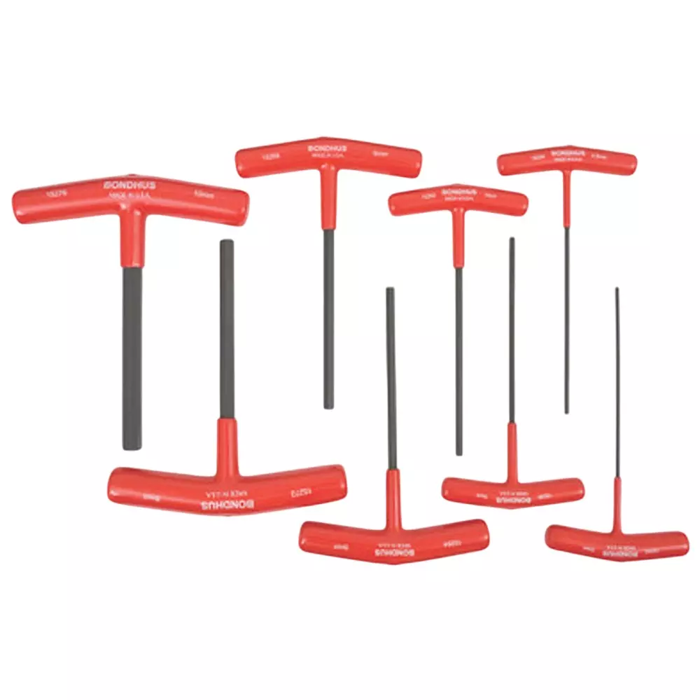 Bondhus ProGuard Hex End T-Handles Protanium Steel 2 to 10 mm Size and 6 inch Length, 15287 (Set of 8)