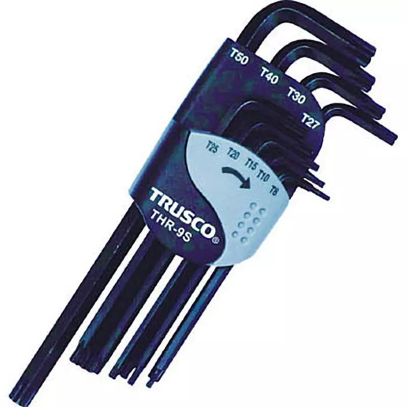 TRUSCO Hexlobe L Wrench Set Hexrobe with Tamper-Proof Holes, THR9S (Pack of 9 Pcs)