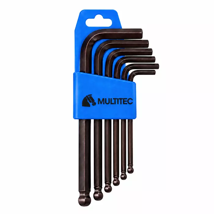 MULTITEC Long Series Ball Ended Allen Keys 1/16-3/16 inch (1.58 - 4.76 mm) Size CVM Alloy Steel, HBLK-100i (6) (Set of 6 Pcs)