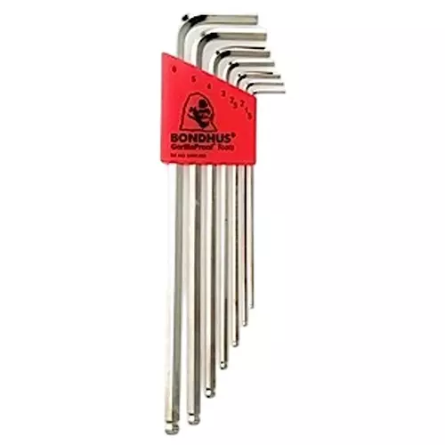Bondhus BriteGuard Ball End Allen Key Set Extra Long Protanium High Torque Steel 1.5 to 6 mm Size, 17092 (Set of 7)