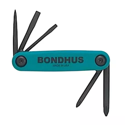 Bondhus 5 in 1 ProGuard Utility GorillaGrip Fold Ups PH #1, #2; Slotted 1/8, 3/16 inch; AWL, 12545