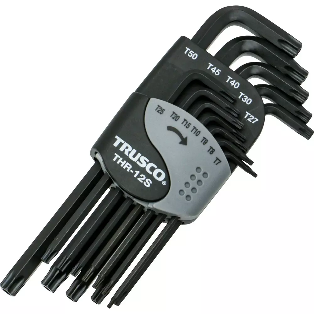 TRUSCO Hexlobe L Wrench Set Hexrobe with Tamper-Proof Holes, THR12S (Pack of 12 Pcs)