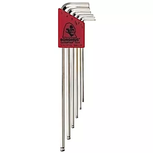 Bondhus BriteGuard Ball End Allen Key Set Extra Long Protanium High Torque Steel 1.5 to 5 mm Size, 17046 (Set of 6)