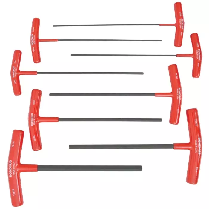 Bondhus ProGuard Hex End T-Handles Protanium Steel 2 to 10 mm Size and 9 inch Length, 15387 (Set of 8)