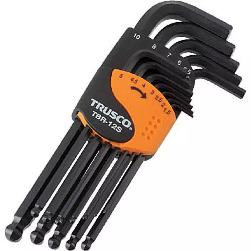 TRUSCO Ball Point L-Shaped Hex Key Set with Ball Point Tip, TBR12S (Pack of 12 Pcs)